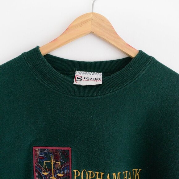 VTG '90S Signet Sportswear Hunter Green Embroidered Law Office Crew Neck Sweater - Picture 3 of 14